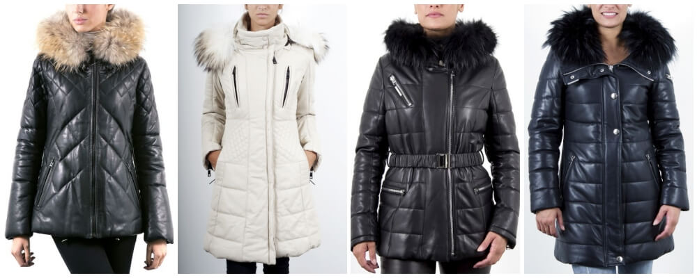 Manteau haut de gamme en cuir naturel et fourrure • JolieDoudoune